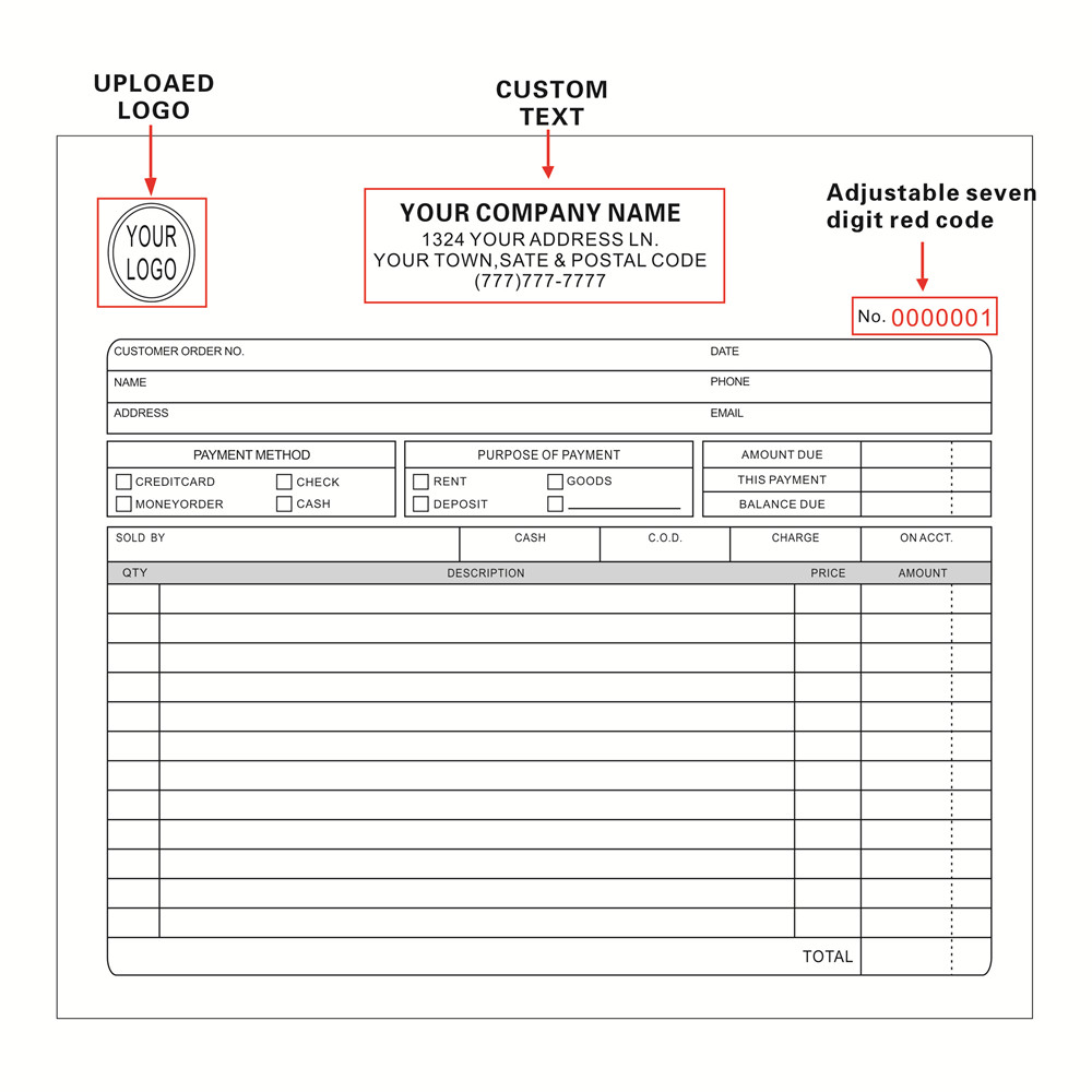 Carbon Copy Book - Dos cuadernos de facturación personalizados con