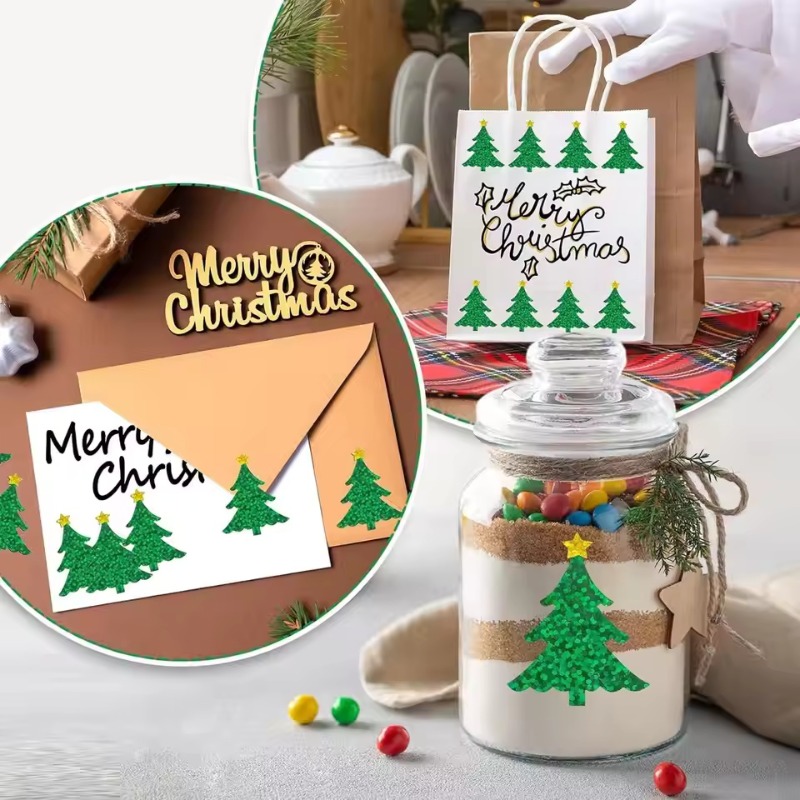 Ideal Stationery & Office Supply - Pegatinas de árbol brillante de Navidad