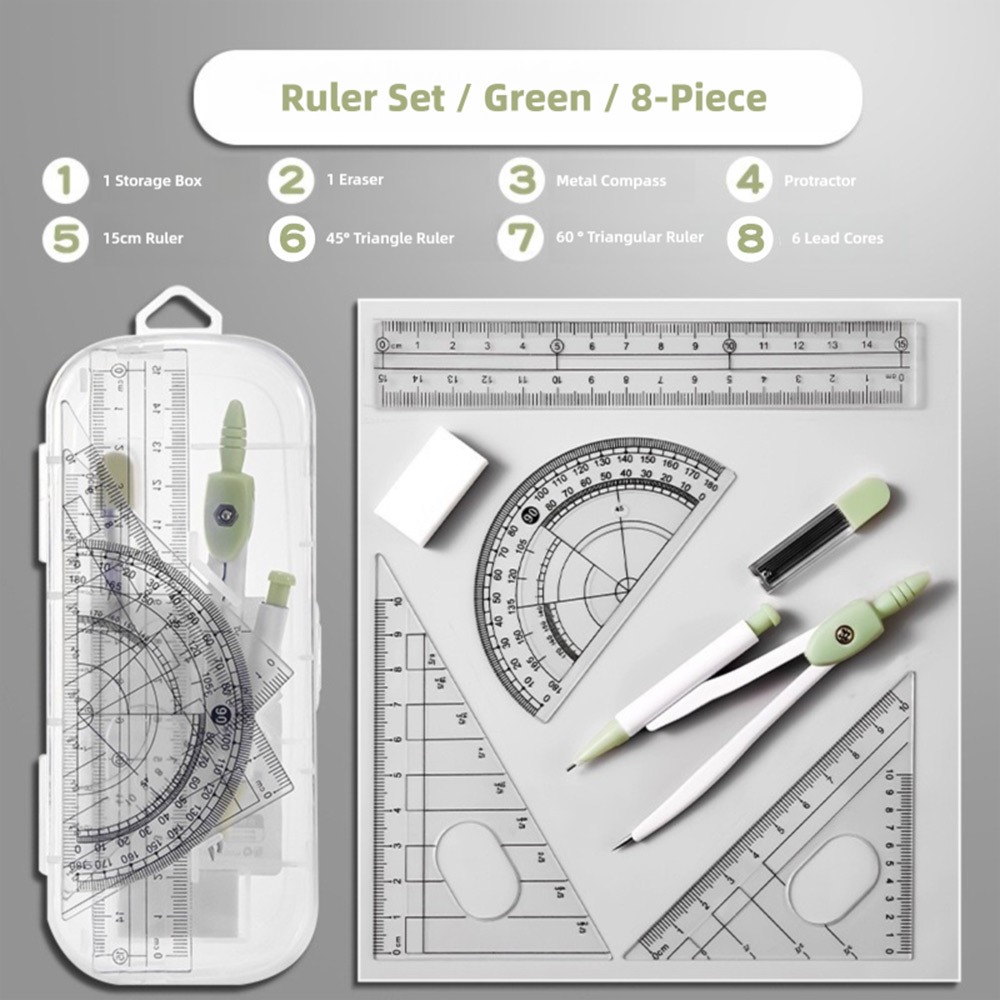 Compass Geometry Set - 8 unids/set regla de plástico juego