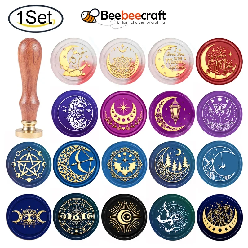 Wax Seal Stamp Kit - Sello de cera de fase lunar,