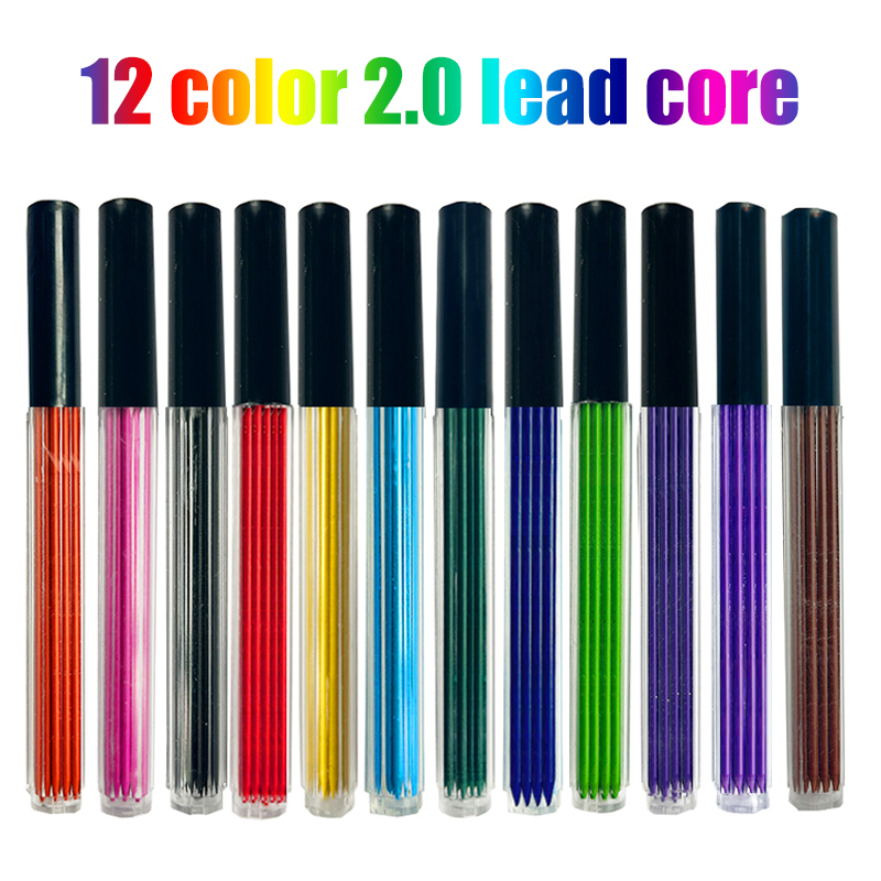 Mechanical Pencil Lead - 12 colores 2,0mm HB plomo reemplazable