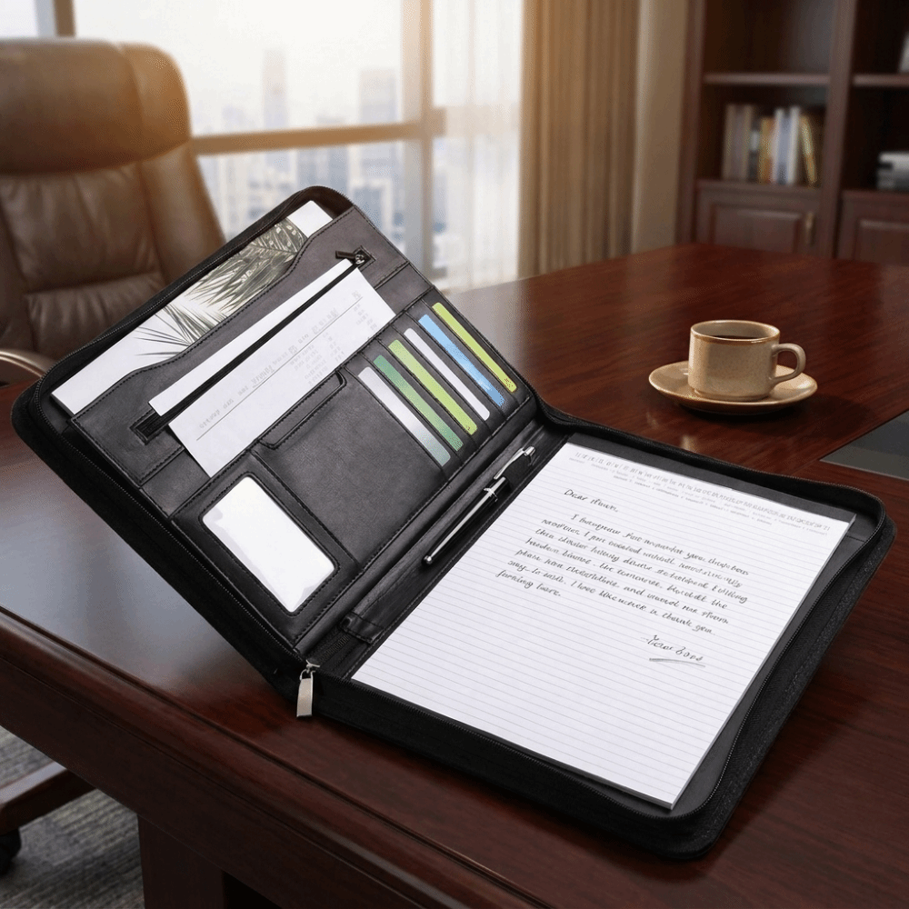 Carpeta de Documentos A4 de PU - Portfolio Folder Zip reseña y precio