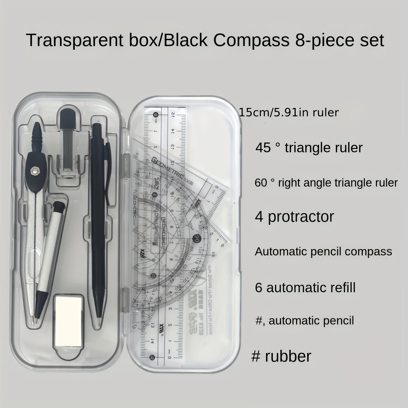 Kit de geometría matemática 8  - Compass Geometry Set reseña y precio