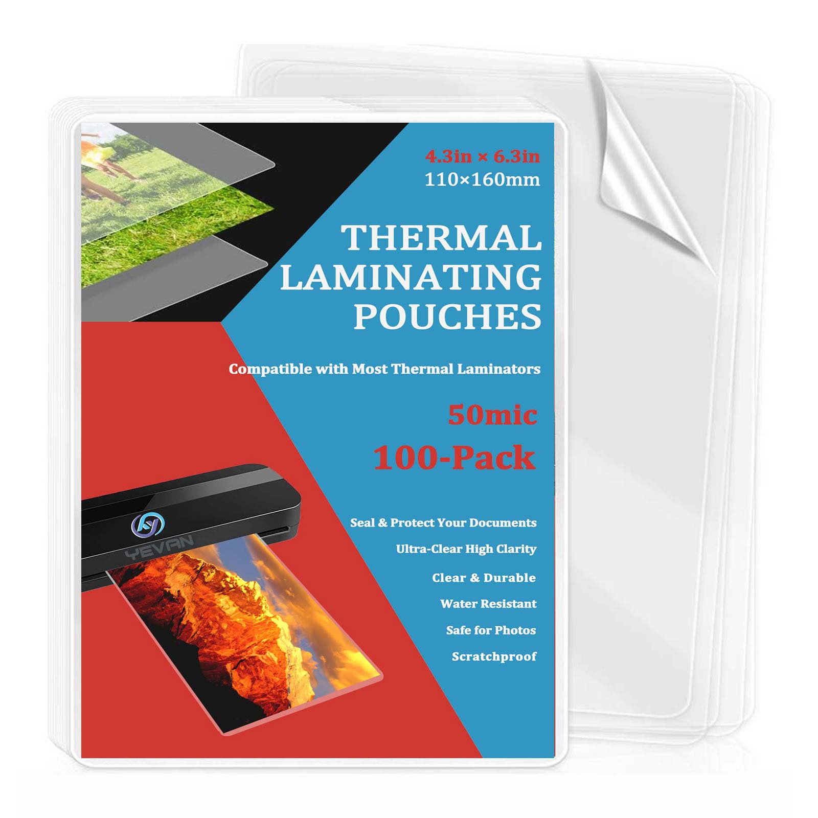 100 hojas de fundas de laminac - Document Laminator Pouch reseña y precio